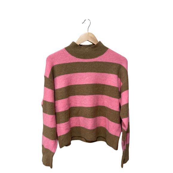 J. Crew Factory Rugby stripe mockneck sweater in extra-soft yarn Size Small NWOT - Picture 3 of 4